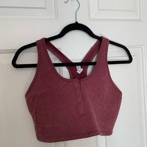 Aerie Offline Thermal Henley Sports Bra - Burgundy